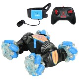 Cumpara ieftin Masinuta Jucarie Copii Control Gesturi/Telecomanda, Cascadorii 360&deg;, Lumini, Muzica, Off Road, Rosu/Albastru