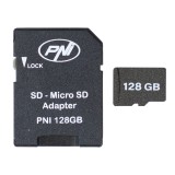 Card memorie microSD PNI 128GB, Class 10, V30, U3, UHS-I, Adaptor SD inclus, 80 MB/s