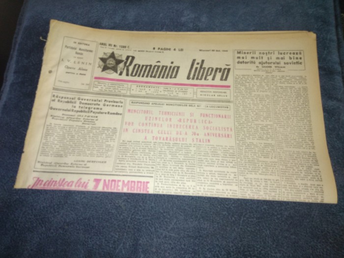 ZIARUL ROMANIA LIBERA 26 OCTOMBRIE 1949