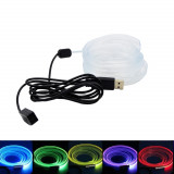 Banda decorativa LED auto 2 metri, USB, RGB, flexibila