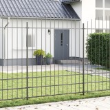 vidaXL Gard de grădină cu v&acirc;rf arcuit, gri, 13.6x2 m, oțel
