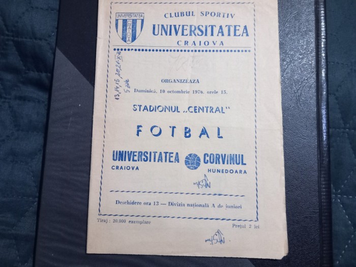 Program U Craiova - Corvinul Hd.