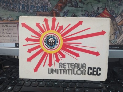 Hartă, Rețeaua unităților CEC, Rom&amp;acirc;nia, București, Arad, Brașov, Cluj Napoca, Constanța, Craiova, Pitești, Ploiești, Suceava, Timișoara..., 1987, 013 foto