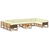 vidaXL Set de canapele de exterior cu pernă 11 pcs Natural și Crem 3382938
