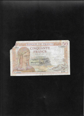 Franta 50 francs franci 1940 seria322047480 colt lipsa foto