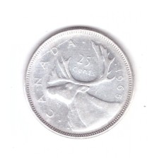 Moneda Canada 25 cents/centi 1965, stare relativ buna, curata