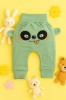 Pantaloni vernil bebe cu imprimeu vesel si urechi aplicate &ndash; model confortabil, Superbaby