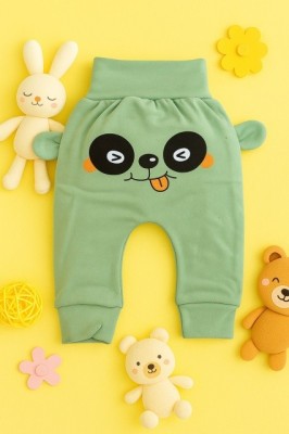 Pantaloni vernil bebe cu imprimeu vesel si urechi aplicate &amp;ndash; model confortabil foto