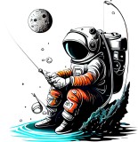Cumpara ieftin Sticker Decorativ Astronaut Alb 60x60 cm, Autocolant PVC, Tema Jungla Safari, Aplicare Usa, Autoadeziv