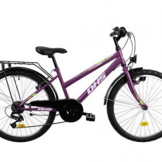 Bicicleta Copii DHS Terrana 2414, roti 24inch, cadru otel 350mm, 6 viteze (Violet)