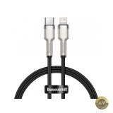 Cablu Date si Incarcare USB-C - Lightning Baseus Cafule Metal Series 20W 0.25m Negru CATLJK-01