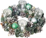 Coronita advent Craciun MagicHome verde-argintie 30 cm decor interior festiv