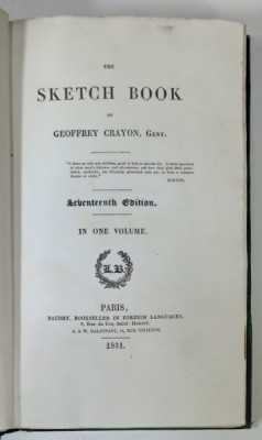 THE SKETCH BOOK by GEOFFREY CRAYON , GENT . , IN ONE VOLUME , 1831 , CONTINE EX LIBRIS * foto
