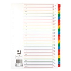 Index carton Q-Connect A4 alfabetic A-Z alb margine color 170g/mp
