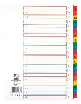 Index carton Q-Connect A4 alfabetic A-Z alb margine color 170g/mp foto
