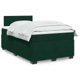 vidaXL Pat box spring cu saltea, verde &icirc;nchis, 120x200 cm, catifea 3286285