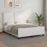 VidaXL Cadru de pat cu tăblie, alb, 140x200 cm, piele ecologică