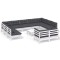 Set mobilier gradina cu perne, 12 piese, alb, lemn masiv pin