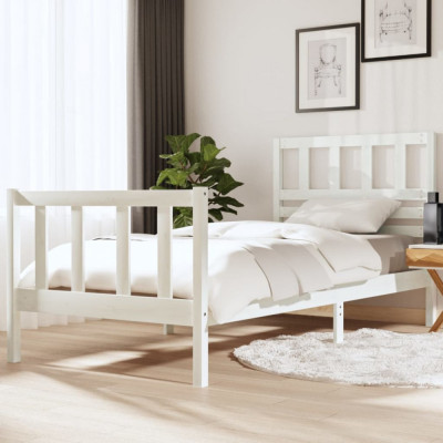Cadru de pat single, alb, 90x190 cm, lemn masiv GartenMobel Dekor foto