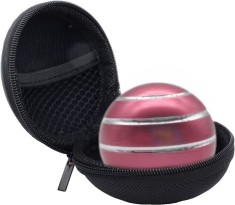 Jucarie de birou giroscop Premium, spinner, antistres, anxietate, ADHD, forma sferica, cu husa de depozitare, 54 mm, Aluminiu, Rose
