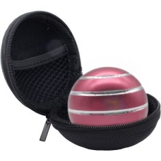 Jucarie de birou giroscop Premium, spinner, antistres, anxietate, ADHD, forma sferica, cu husa de depozitare, 54 mm, Aluminiu, Rose