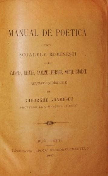 MANUAL DE POETICA PENTRU SCOALELE ROMANESTI