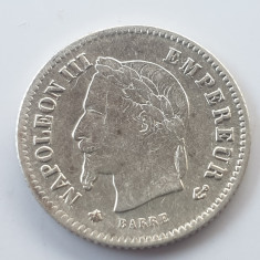Franța 20 centimes 1867 A/ Paris argint Napoleon lll