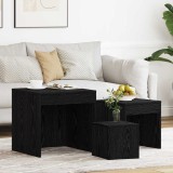 Set 3 Măsuțe Cafea vidaXL Stejar Negru 45x45x45 cm, Mese Living Moderne, Design Compact