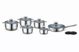 Set vase gatit inox Klaus Lux 12 piese cu capace sticla