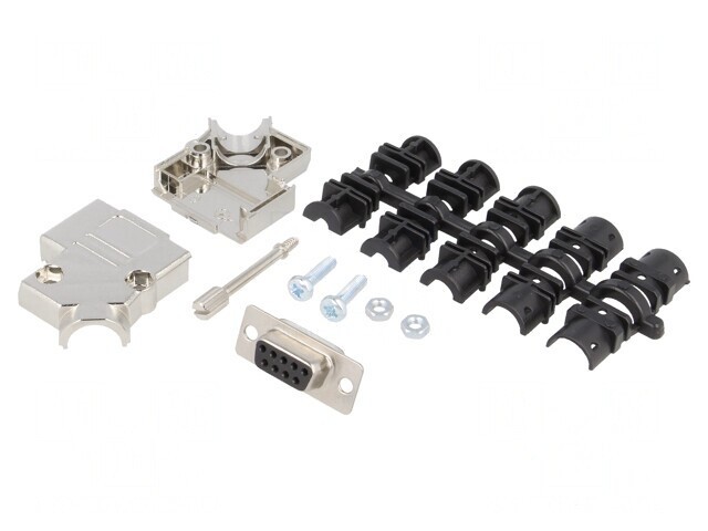 Conector D-Sub 9-pin Femeie pentru Cablu Negru Set Complet