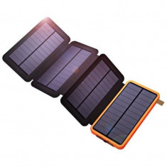 Power Bank 10000 mAh cu Incarcare Solara cu 4 Panouri 2 USB Lanterna LED cu Mod SOS foto