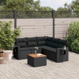 vidaXL Set mobilier de grădină cu perne, 6 piese, negru, poliratan 3224557