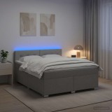 Cumpara ieftin Pat box spring cu saltea si LED Gri deschis 180 x 200 cm