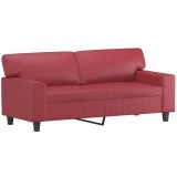 Cumpara ieftin Canapea cu 2 locuri, rosu vin, 140 cm, piele ecologica