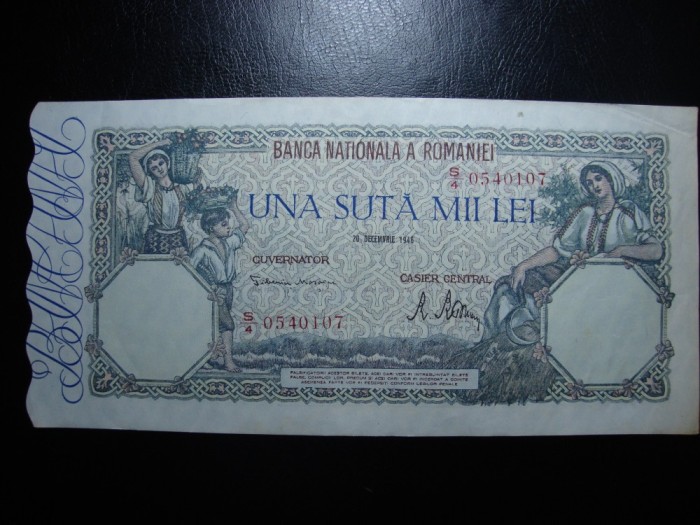 ROMANIA 100.000 LEI DECEMBRIE 1946 XF+