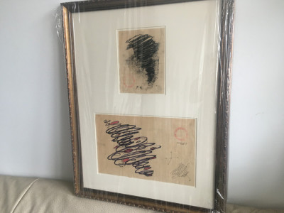 PAUL NEAGU, 2 DESENE CICLUL &amp;rdquo;GOING TORNADO&amp;rdquo; SEMNATE STAMPILATE, INRAMATE IMPREUNA foto