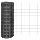 Cumpara ieftin Euro gard cu plasă din oțel de 100 x 100 mm, 25 x 1 m, gri, vidaXL