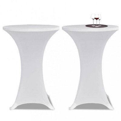 vidaXL Husă de masă cu picior &amp;Oslash;80 cm, 2 buc., alb, elastic foto
