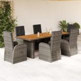 vidaXL Set mobilier de grădină cu perne, 7 piese, gri, poliratan 3277594