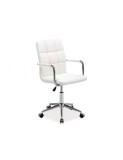 Scaun birou copii SL Q022, ergonomic, cadru otel, piele ecologica, inaltime ajustabila, rotatie 360&deg;, 60 Kg, alb