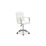 Scaun birou copii SL Q022, ergonomic, cadru otel, piele ecologica, inaltime ajustabila, rotatie 360&deg;, 60 Kg, alb