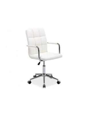 Scaun birou copii SL Q022, ergonomic, cadru otel, piele ecologica, inaltime ajustabila, rotatie 360&amp;deg;, 60 Kg, alb foto
