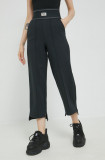 Fila pantaloni femei, culoarea negru, drept, high waist