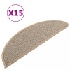 Covorase pentru scari, 15 buc., 56x17x3 cm, maro, semirotunde