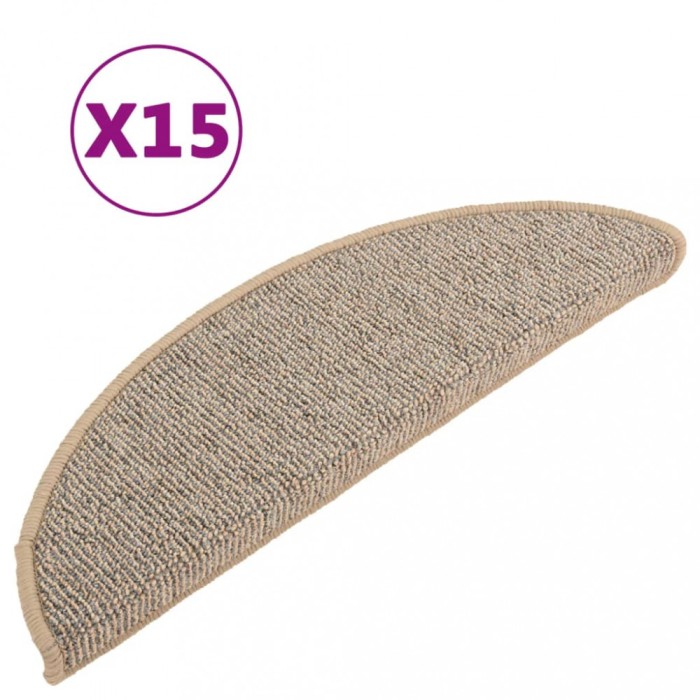 Covorase pentru scari, 15 buc., 56x17x3 cm, maro, semirotunde