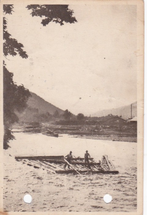 AMS - ILUSTRATA 1291, PIATRA-NEAMT , PLUTE PE BISTRITA, ANUL 1955, cu perforari