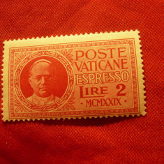 Timbru Vatican 1929 Papa Pius XI ,val. 2 lire carmin ,sarniera