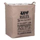 Coș Rufe Textil 60L Taupe Buline 40x30x50 cm, Poliester, Manere, Capac - Cos Murdare, Depozitare Rufe