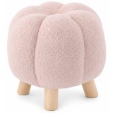 Taburet decorativ roz plusat pentru living si dormitor, 32x30 cm
