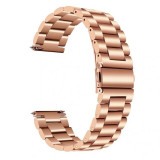 Curea metalica compatibila Samsung Gear 2, telescoape Quick Release, 22mm, Pink Gold